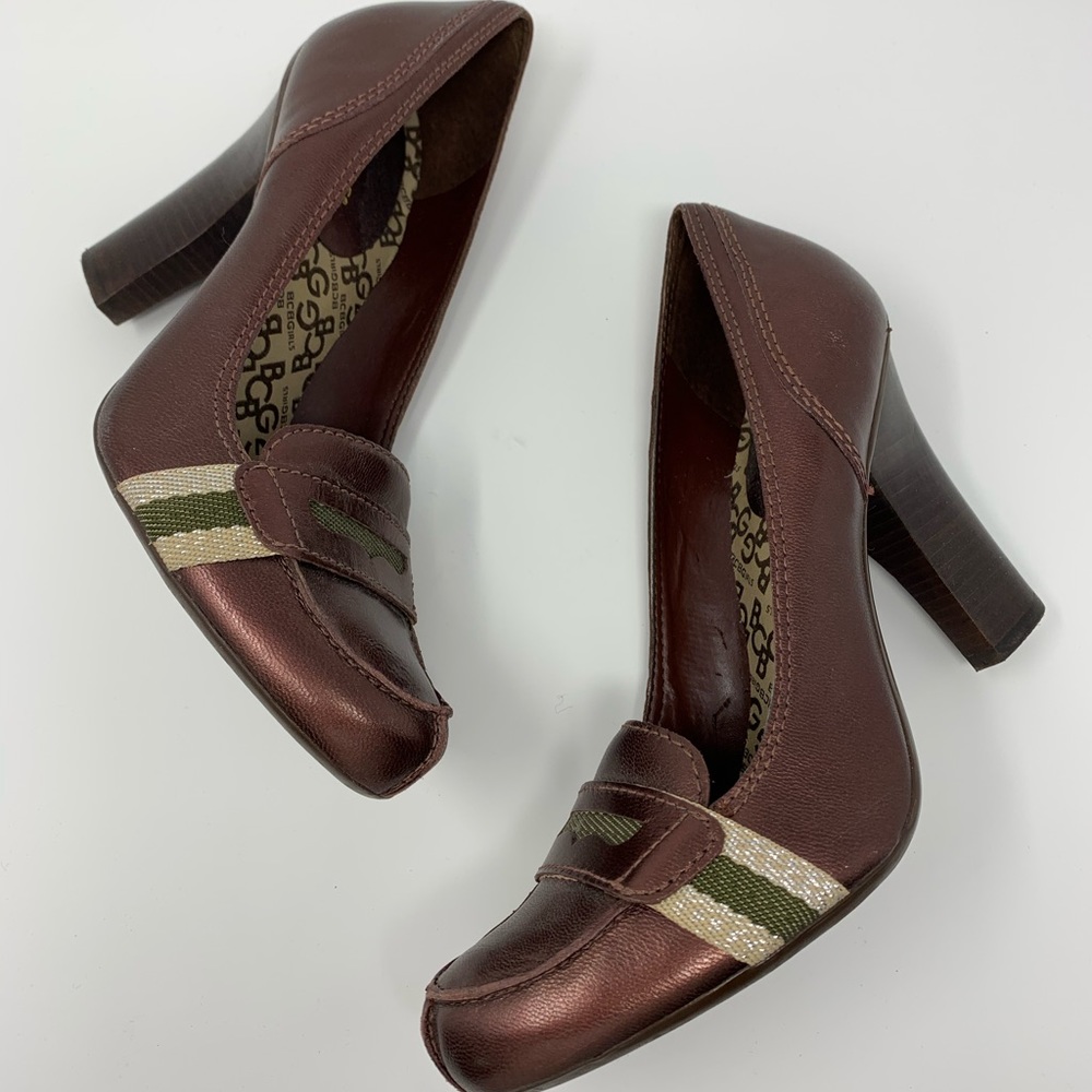 BCBGirls Brown Penny Loafer Heel SZ 8.5